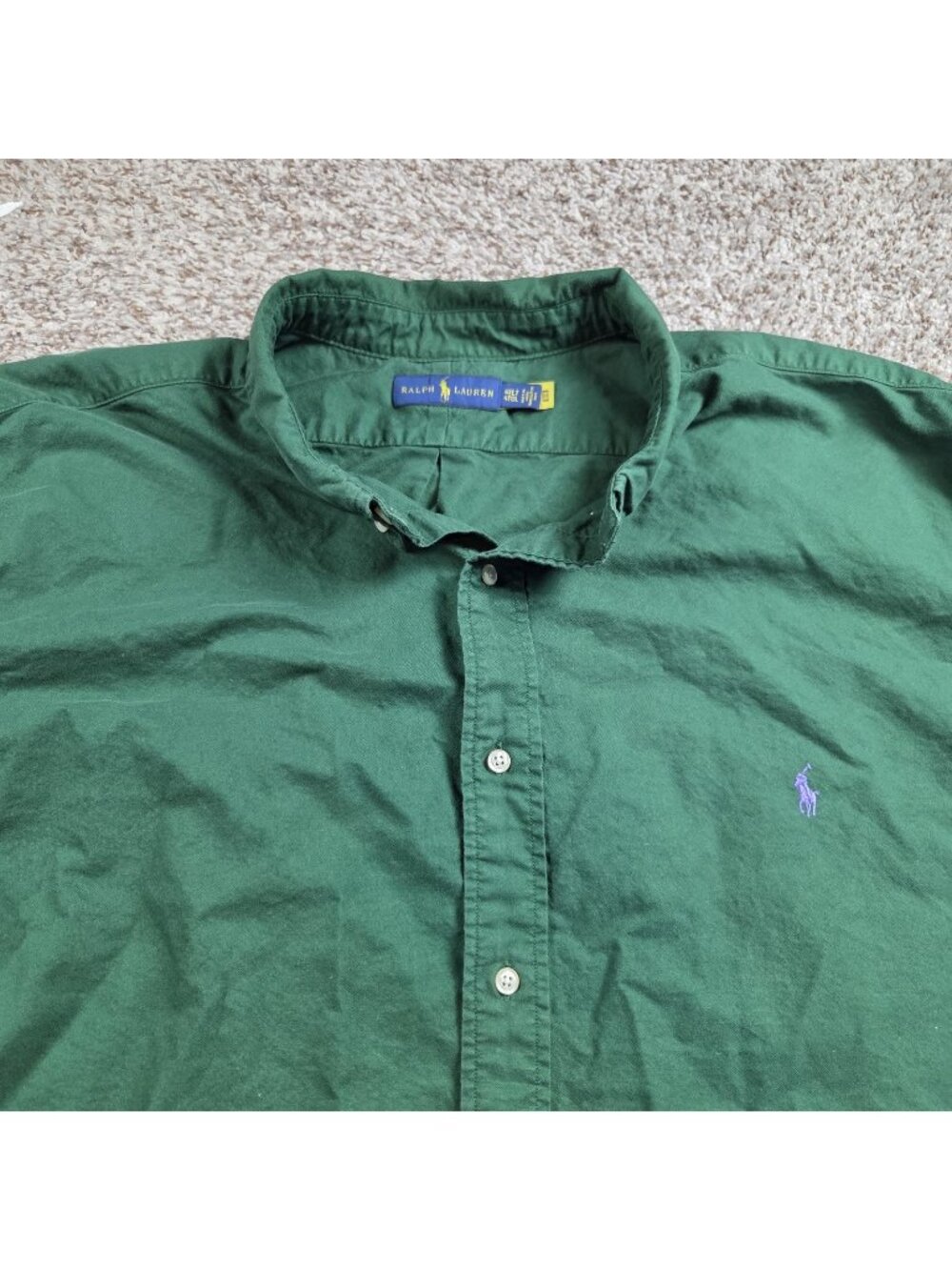 Polo Ralph Lauren Shirt Mens 4XLT Green Purple Pony Button Up